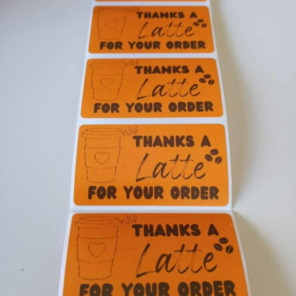 💙100 Thanks A Latte- Shipping Labels Thermal Packaging Stickers 2.25